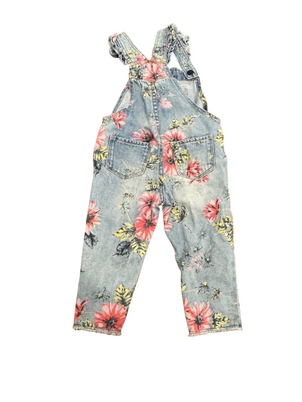 Gap Toddler Floral Denim Overalls 2T With Ruffle Straps - Picture 2 of 7